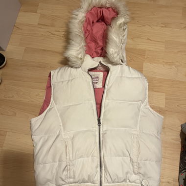 Aeropostale weisss Gilet mit Fellkapuze