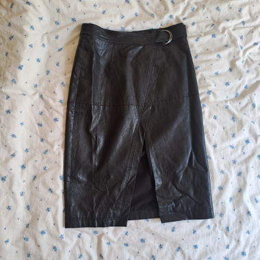 Black faux-leather skirt