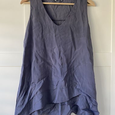 Blue-grey silk sleeveless top