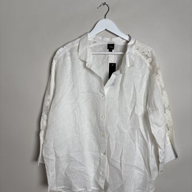 Camicia maniche in pizzo bianca