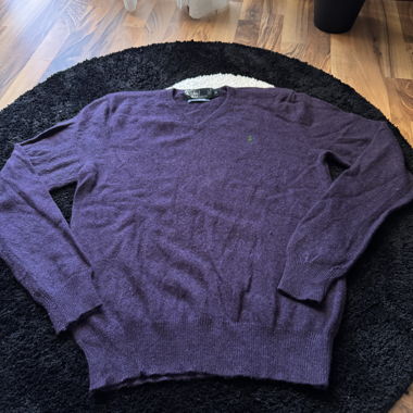 RALPH LAUREN V-NECK KNIT SWEATER PURPLE