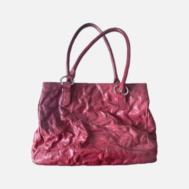 red faux leather shoulder bag