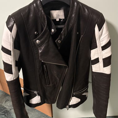 IRO Lederjacke schwarz-weiss