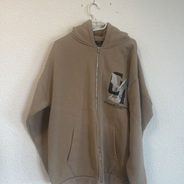 Felpa con zip beige