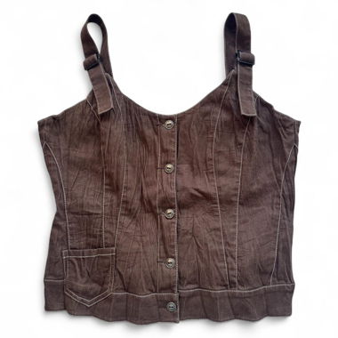 Haut marron à boutons style corset (S)