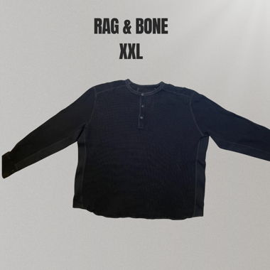 Rag & Bone Waffle Henley Nero XXL