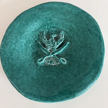 Vintage Turquoise Ceramic Round Plate