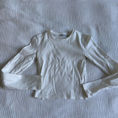 Bershka crop top bianco manica lunga