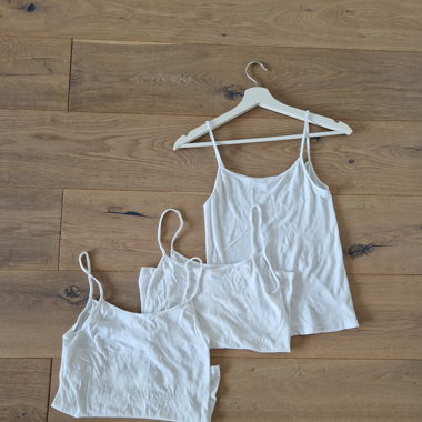 3x Shirt mit Spaghetti-Trägern, weiss, basic