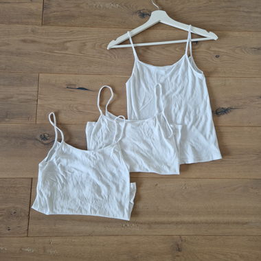3x Shirt mit Spaghetti-Trägern, weiss, basic