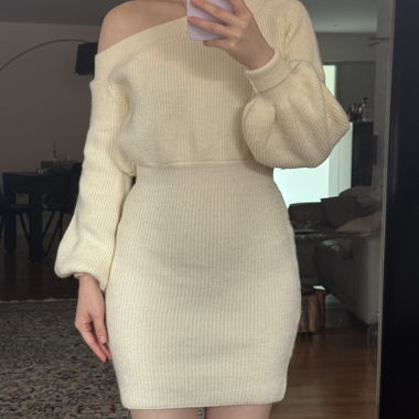 Off shoulder sweater dress