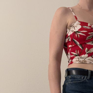 Red flower party croptop 