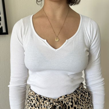 Weisser Crop-Top-Pullover mit Ausschnitt