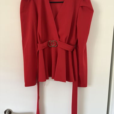 Red long-sleeve top
