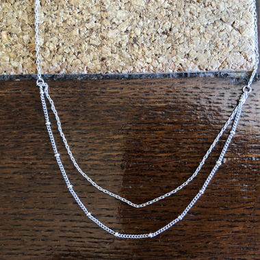 Double Chain Necklace Silver-Colored