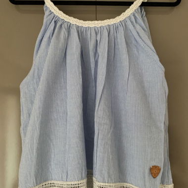 Top estivo a righe con pizzo, tg. M
