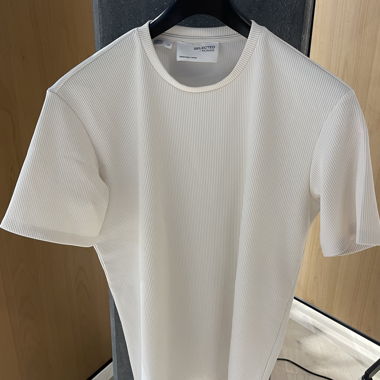 T-shirt a coste Selected Homme crema