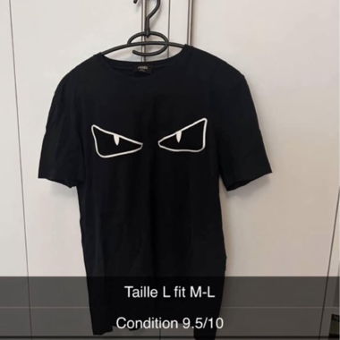 T-shirt nera Fendi occhi taglia L
