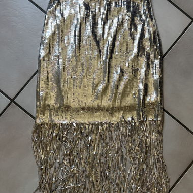Beige silberne Paillettenrock