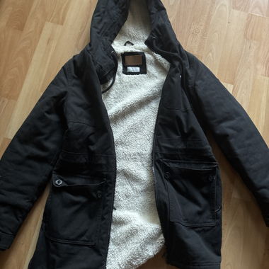 Veste d'hiver noire « Kazane » avec doublure en teddy