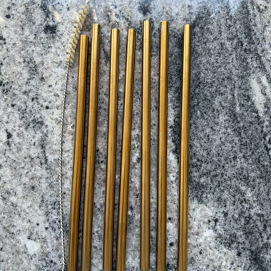 Set de pailles en métal doré