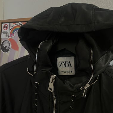 Faux leather wind jacket - S