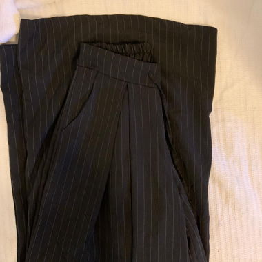 Pantaloni a Gamba Larga a Righe Nere