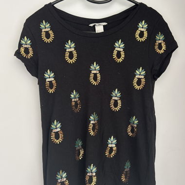T-shirt con Paillettes e Ananas