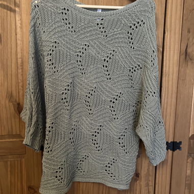 Cotton Sweater with Batwing Sleeves