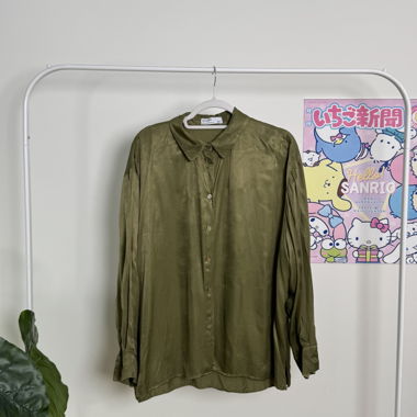satin olive blouse 