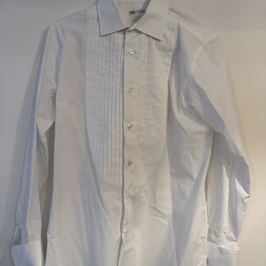 Zara slim fit white tuxedo shirt