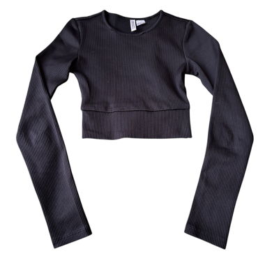 H&M BASIC Black Crop Top XXS