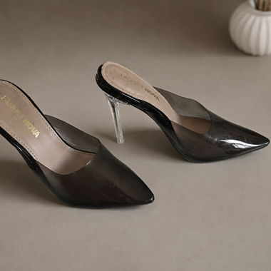 Mules à talon transparent