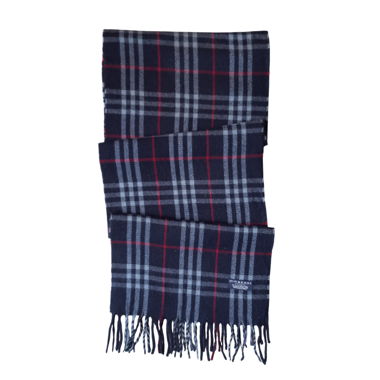 Vintage Burberry Scarf 100% Lambswool Darkblue