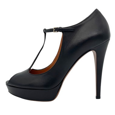 Gucci Betty T-Strap Plateau Pump EU 38.5 Schwarz