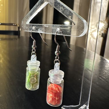 Boucles d'oreilles mignonnes fruits en bocaux faites à la main