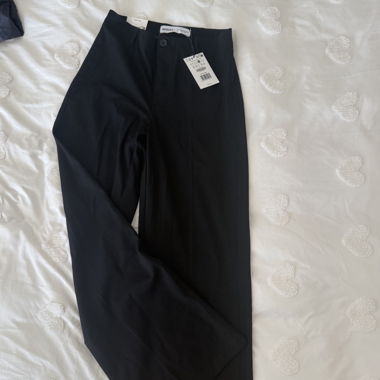 Bershka Wide-Leg Trousers Black