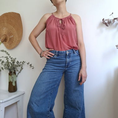 Top long en soie