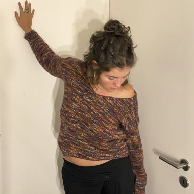 Colorful Knit Sweater with V-Neck