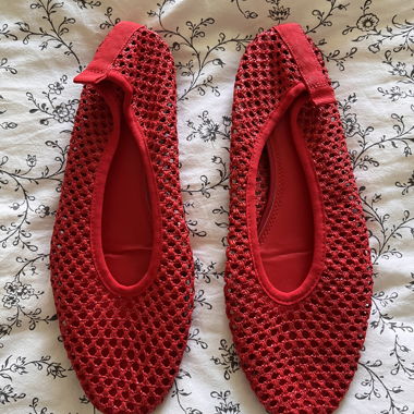 Red Mesh Ballerina Flats H&M