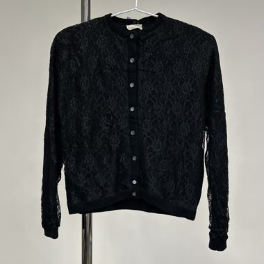 Schwarze Spitzen-Cardigan