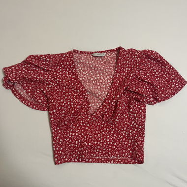 Blusa corta floreale rossa Pigalle XS