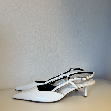 Asos Design white sling-back pointy kitten heels