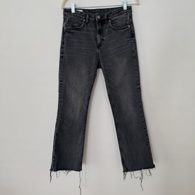 Jeans gris noir taille haute - ZARA