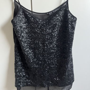 Top paillettes ZARA basic nero