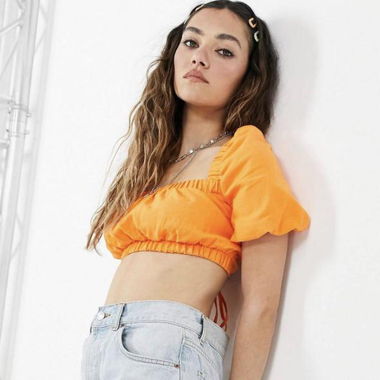 Bershka Women's Orange Crop-top