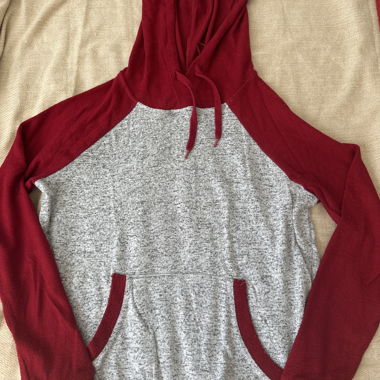 Red and gray sweatshirt