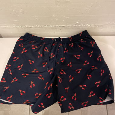 Costume da bagno blu scuro con stampa aragosta