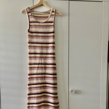 COLLUSION crochet stripe vest maxi dress in multi 