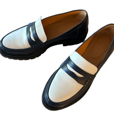 Sézane Albane Navy-&-White-Loafer - 39.5/40